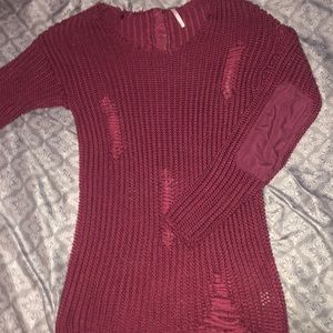 Maroon distressed sweater